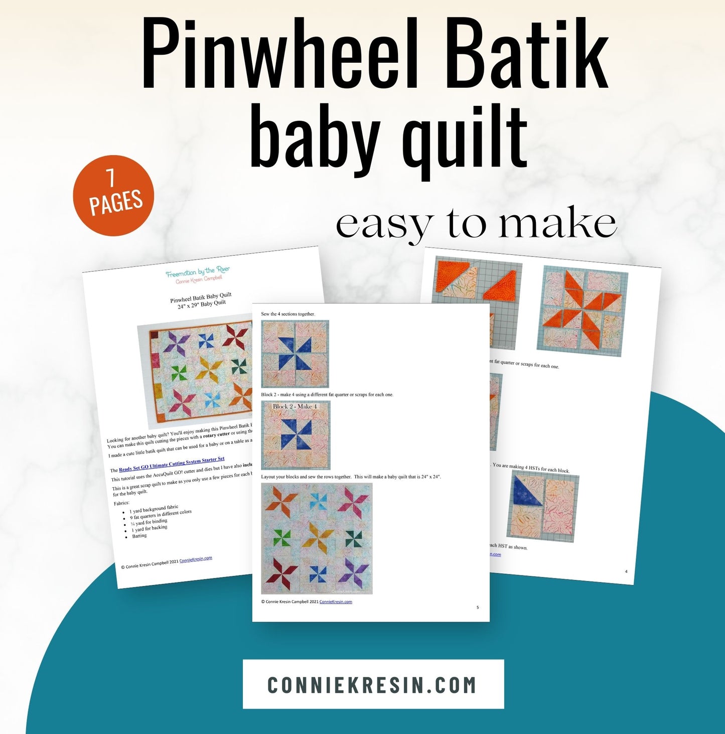 Pinwheel Baby Quilt or Table Topper PDF