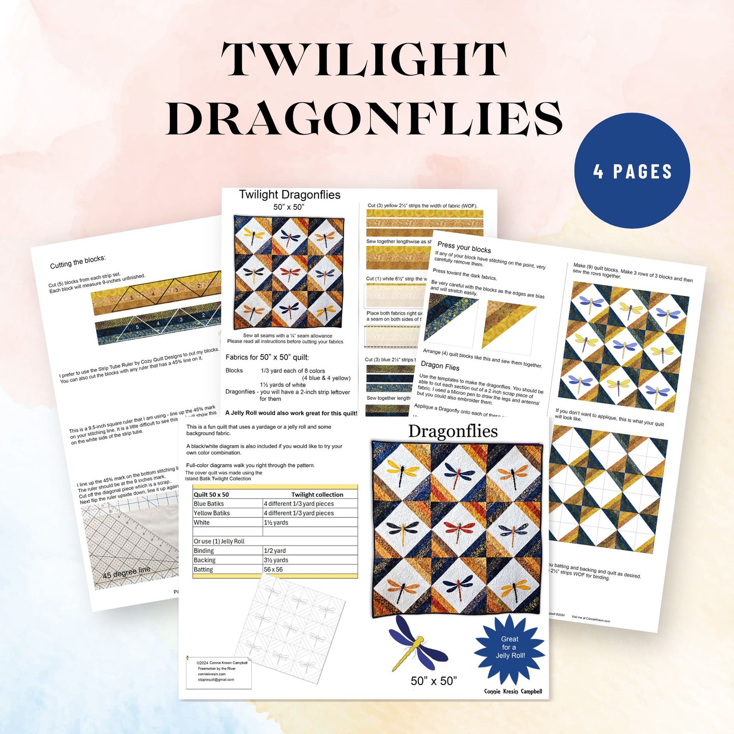 Dragonflies quilt pattern