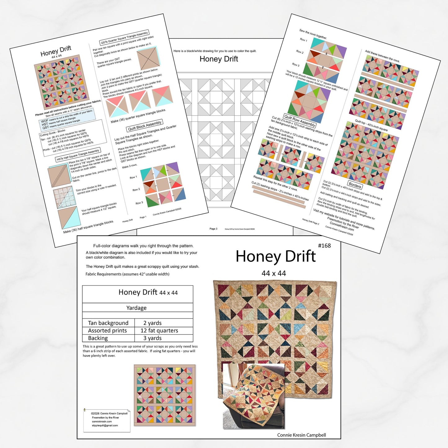 Honey Drift Quilt Pattern PDF