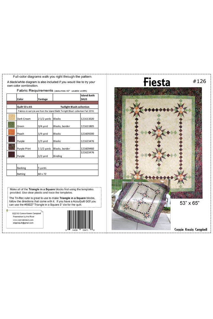 Fiesta quilt pattern cover and yardage info