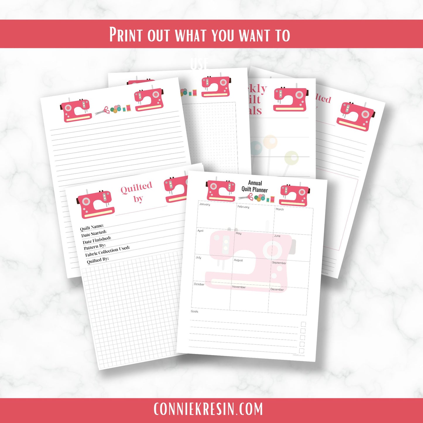 Quilting Printables Coral Sewing Machine