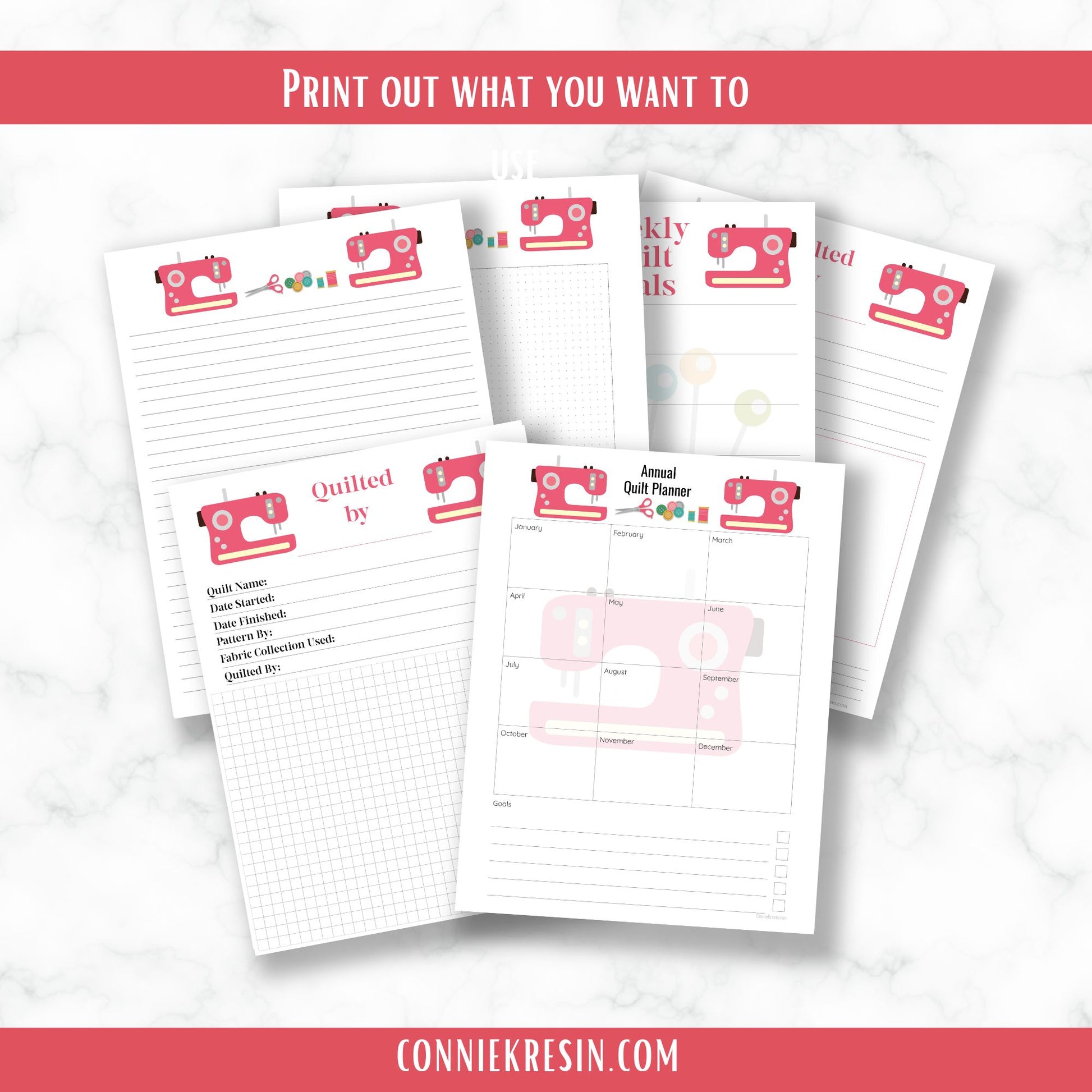 Quilting Printables Coral Sewing Machine