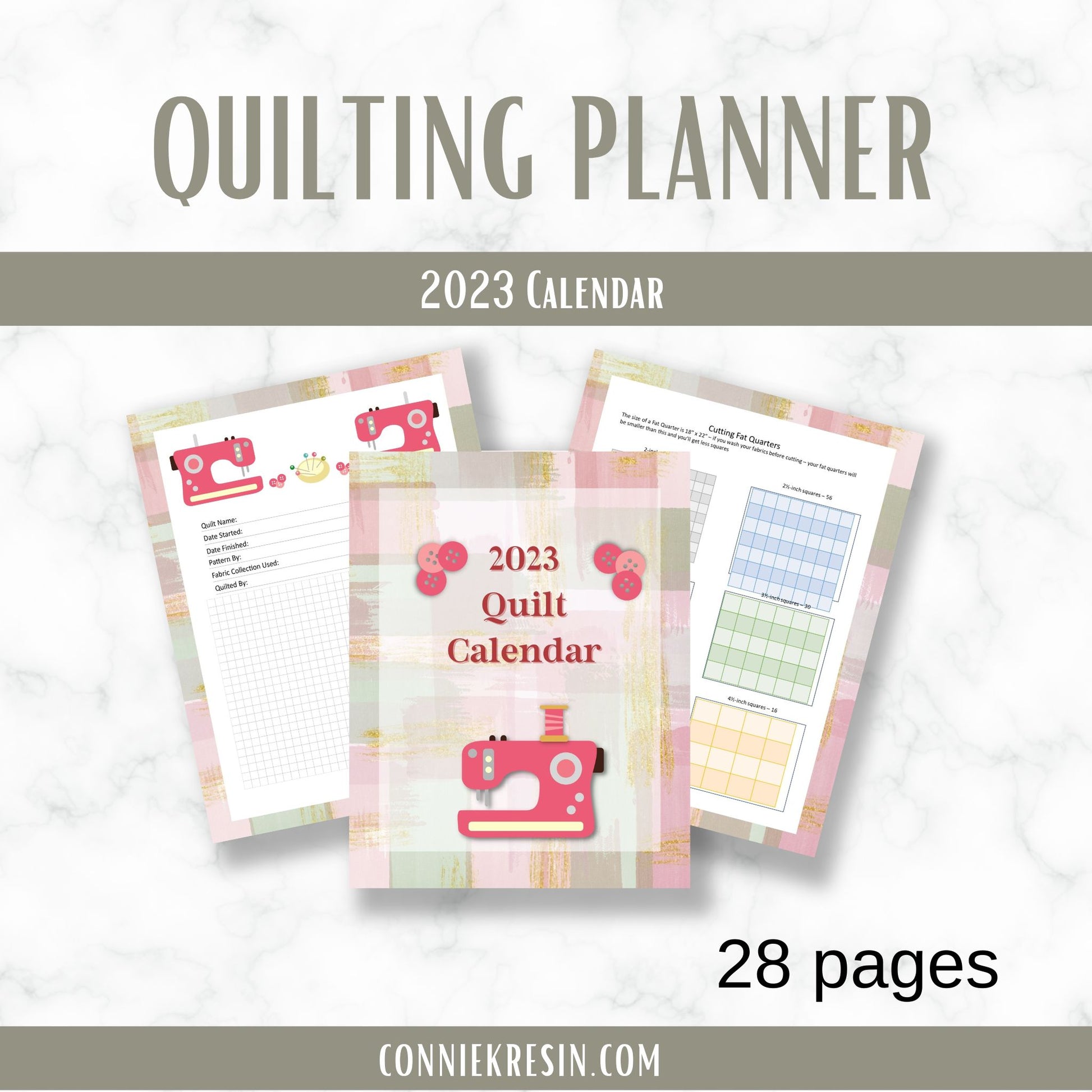 Quilt Planner Calendar Peach Green