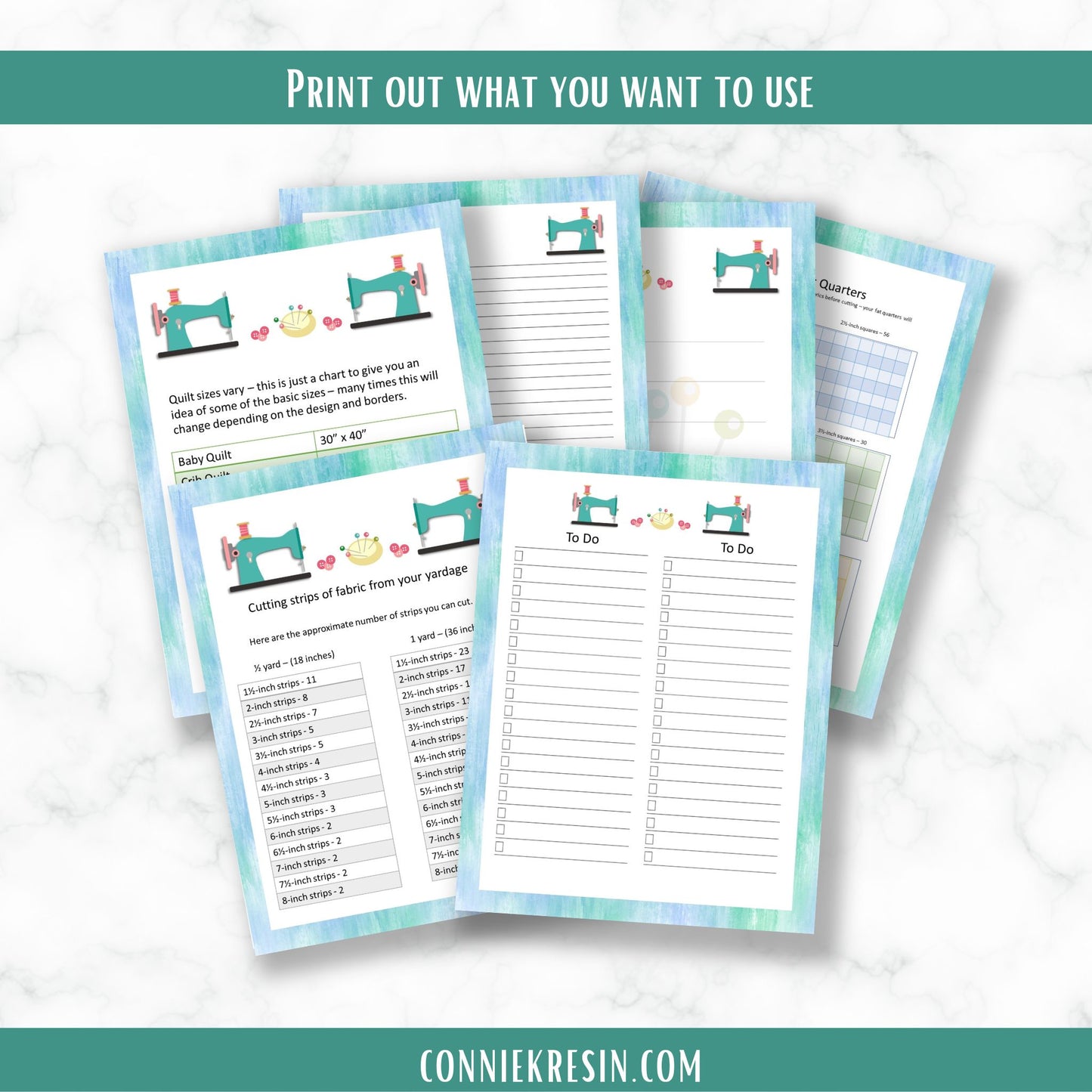 Teal Quilting Calendar and Planner
