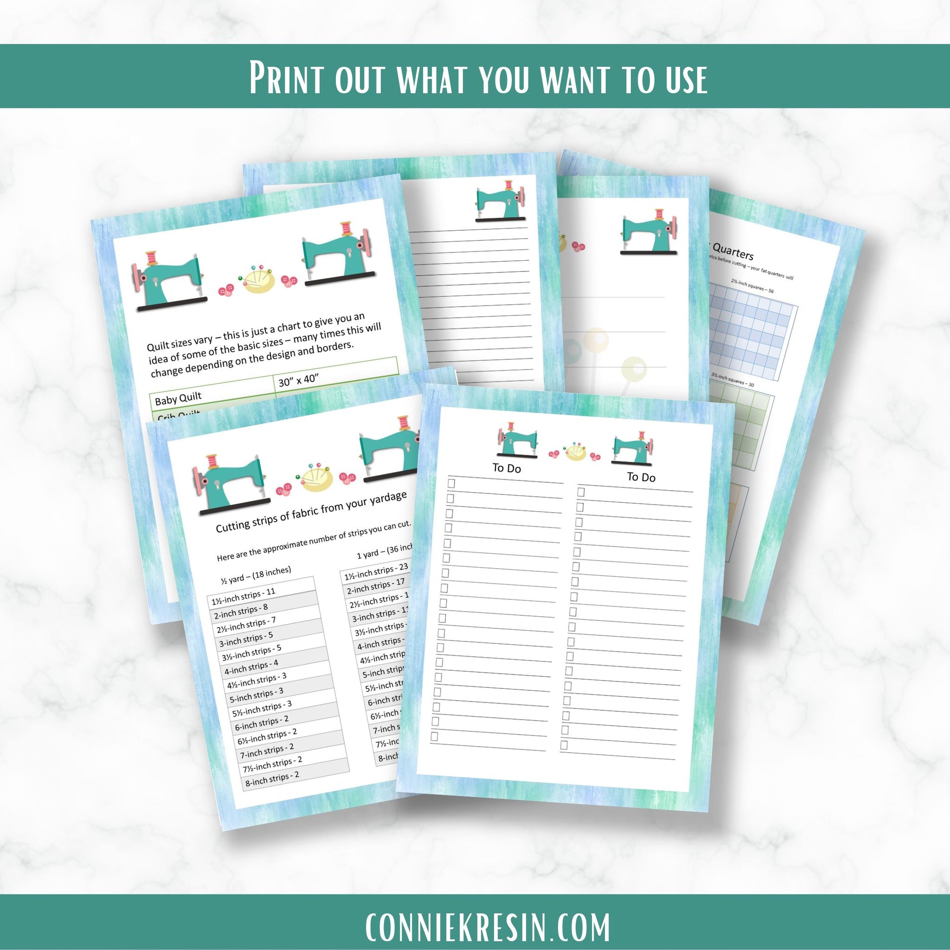 Teal Quilting Calendar and Planner