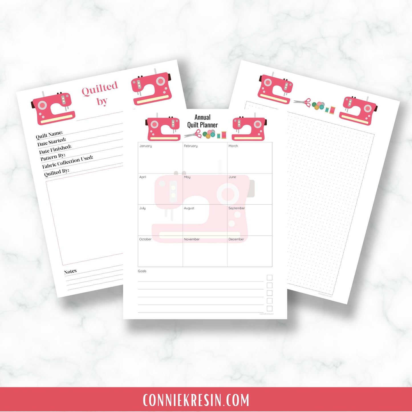 Quilting Printables Coral Sewing Machine