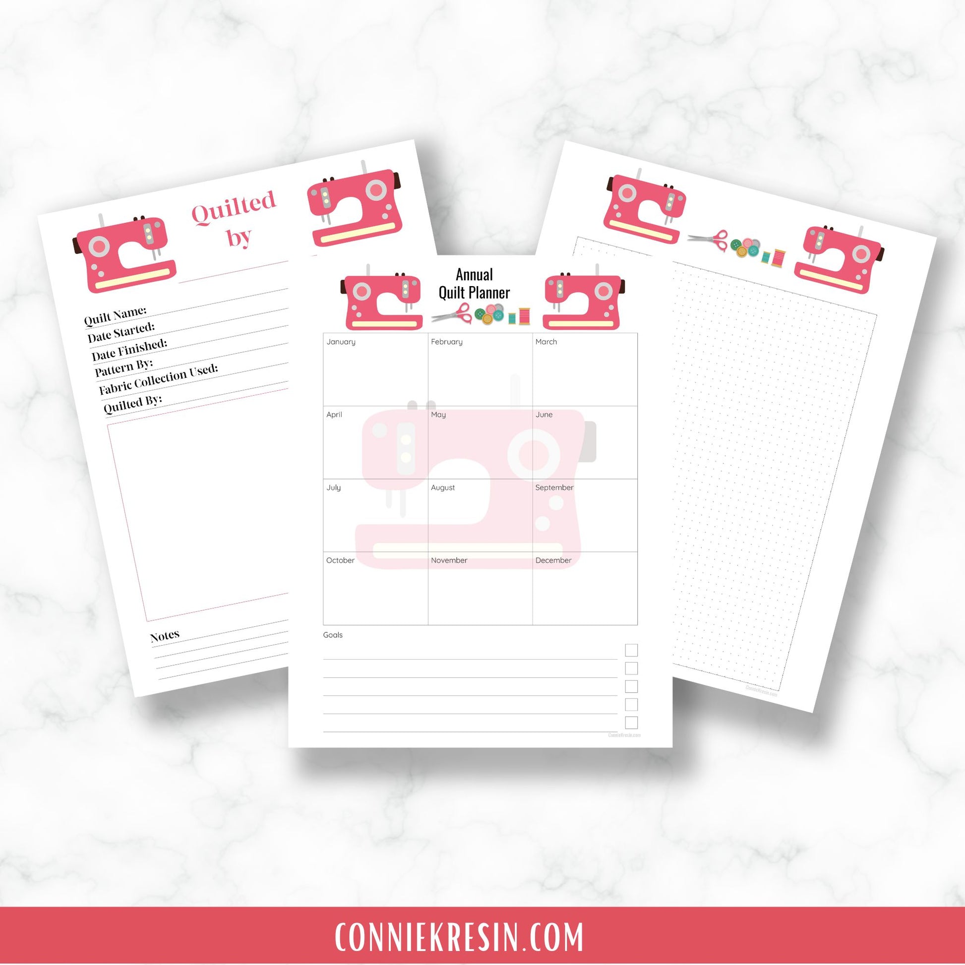 Quilting Printables Coral Sewing Machine