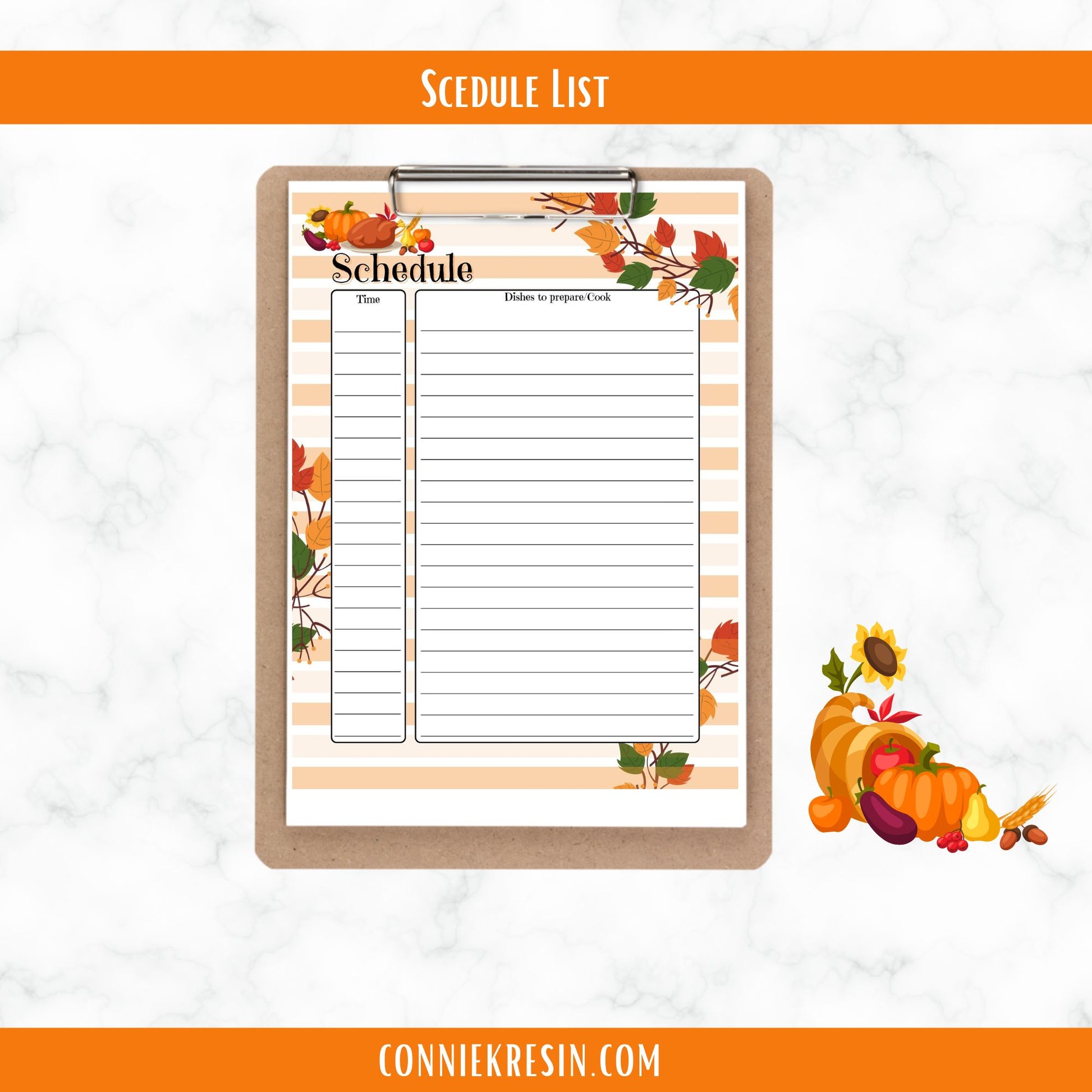 Thanksgiving Planner Schedule