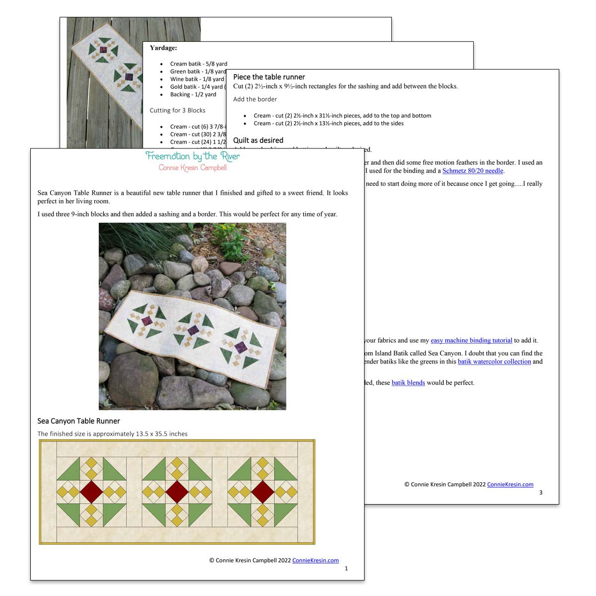 Sea Canyon Table Runner PDF