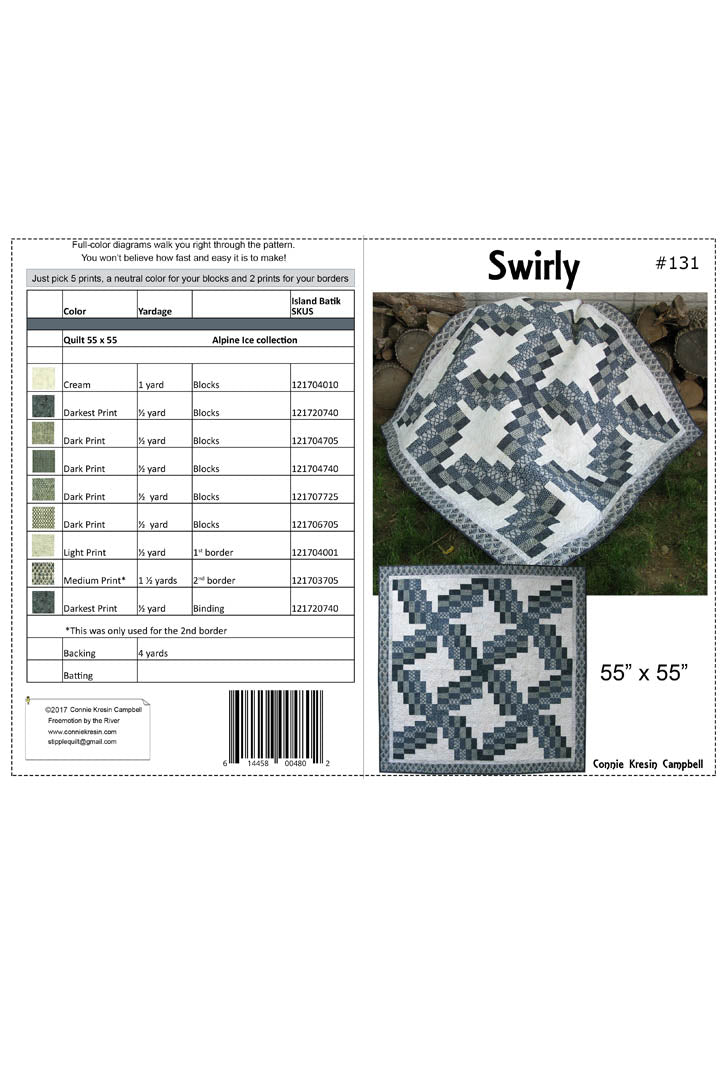 Swirly quilt pattern cover and yardage