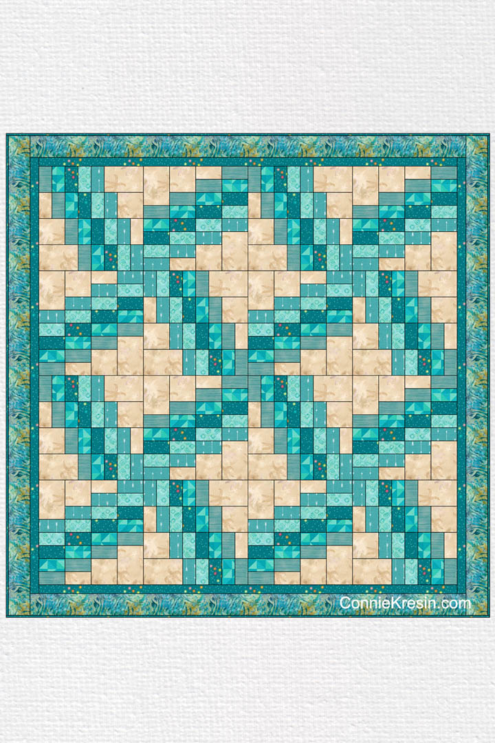 Swirly quilt pattern can be made in just one day! It uses 5 coordinating fabrics and a neutral.