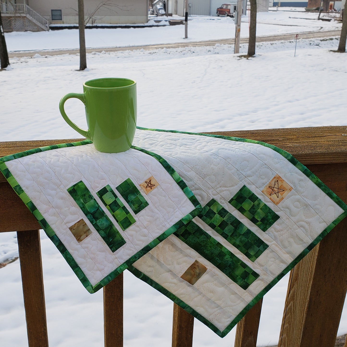 Wonky Christmas Tree mug rug and placemat