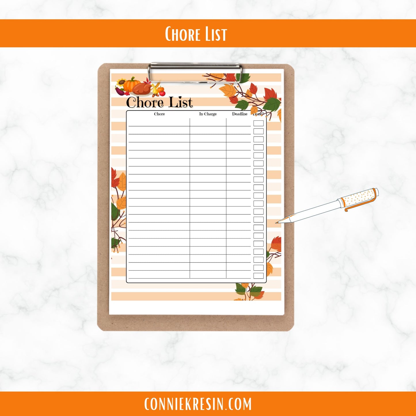 Thanksgiving Planner Chore List