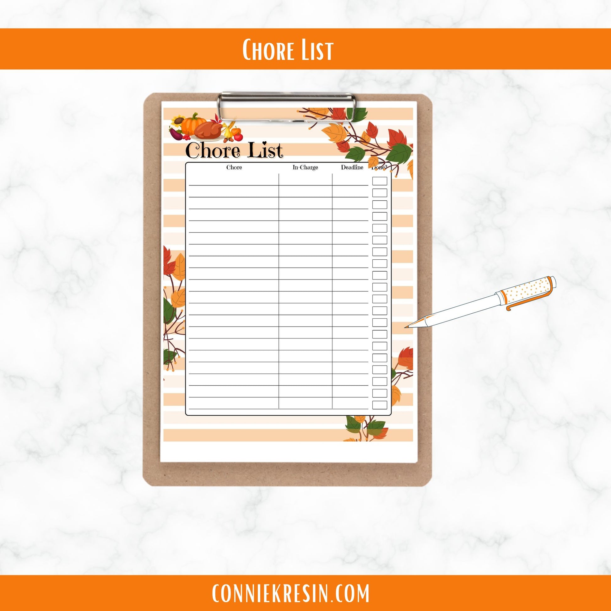 Thanksgiving Planner Chore List