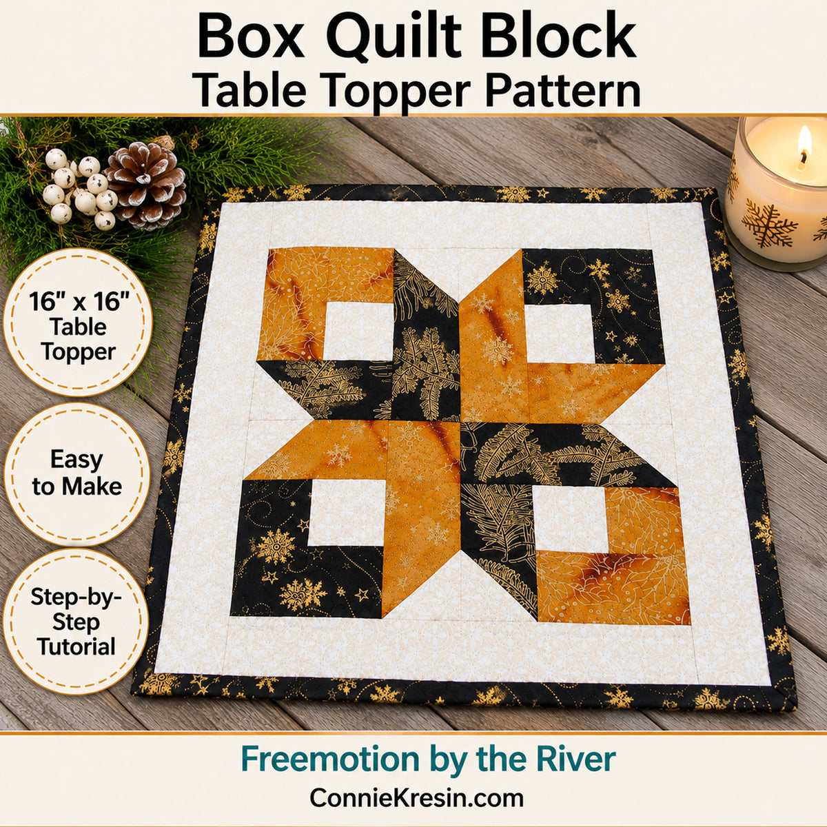 Box Quilt Block Table Topper pattern
