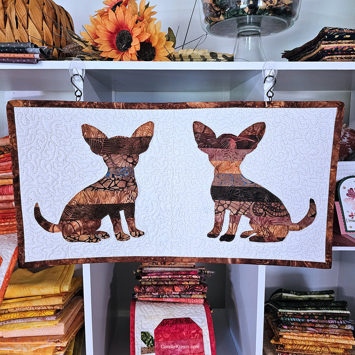 Chihuahua Dog Applique Table Runner PDF Quilt Pattern