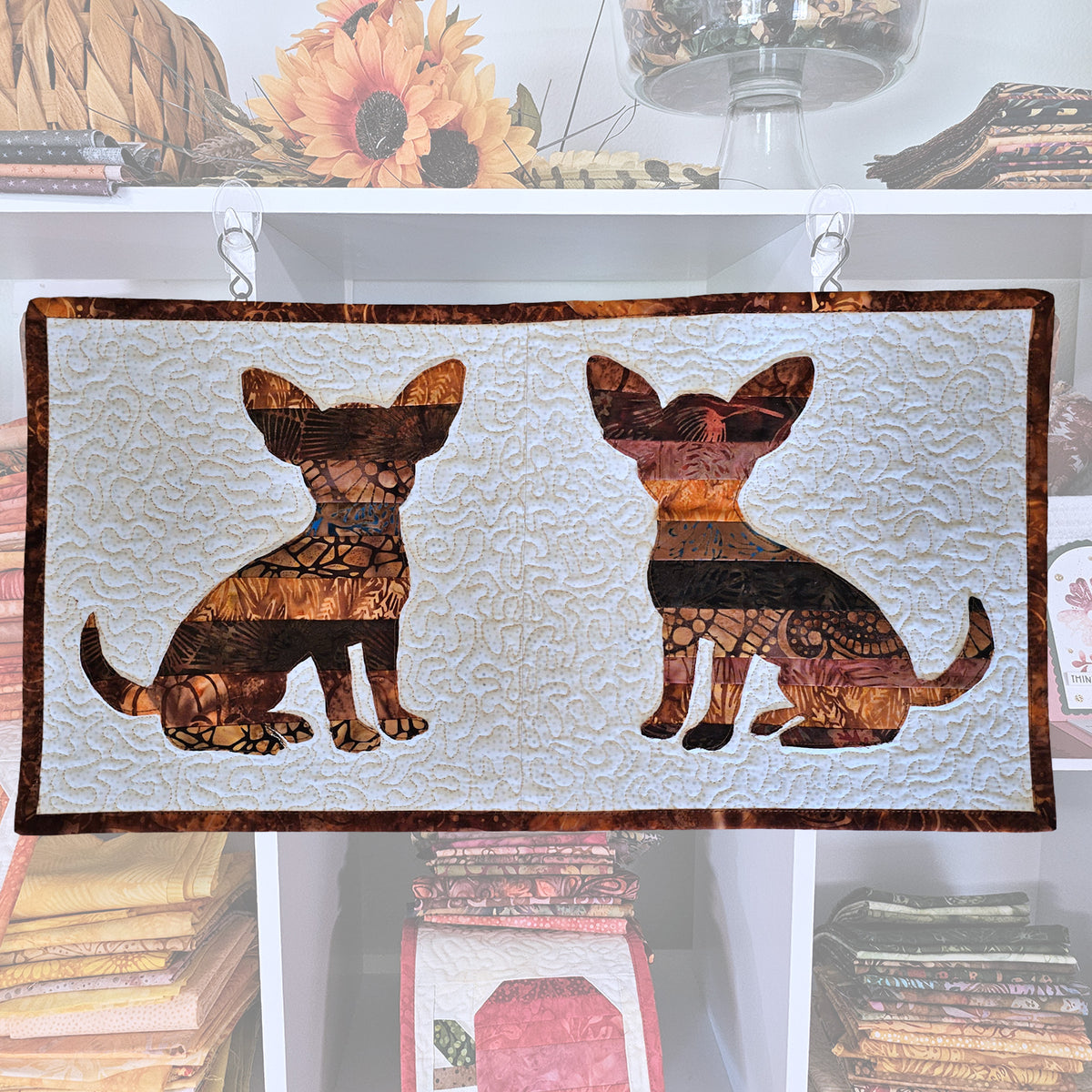 Chihuahua Dog Applique Table Runner PDF Quilt Pattern
