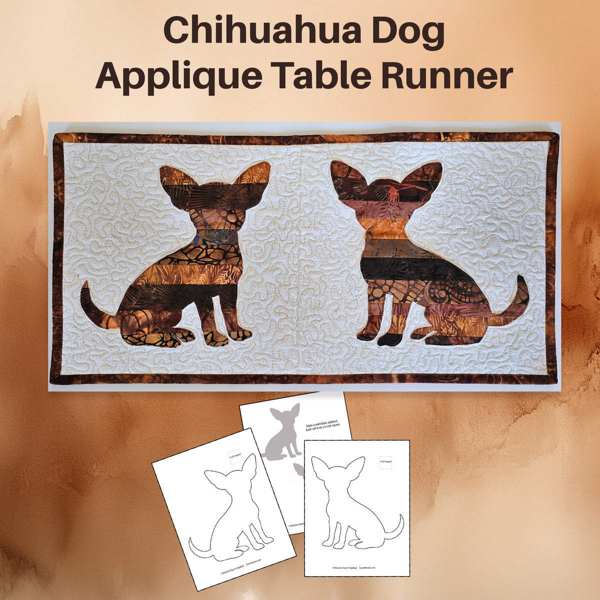 Chihuahua Dog Applique Table Runner PDF Quilt Pattern
