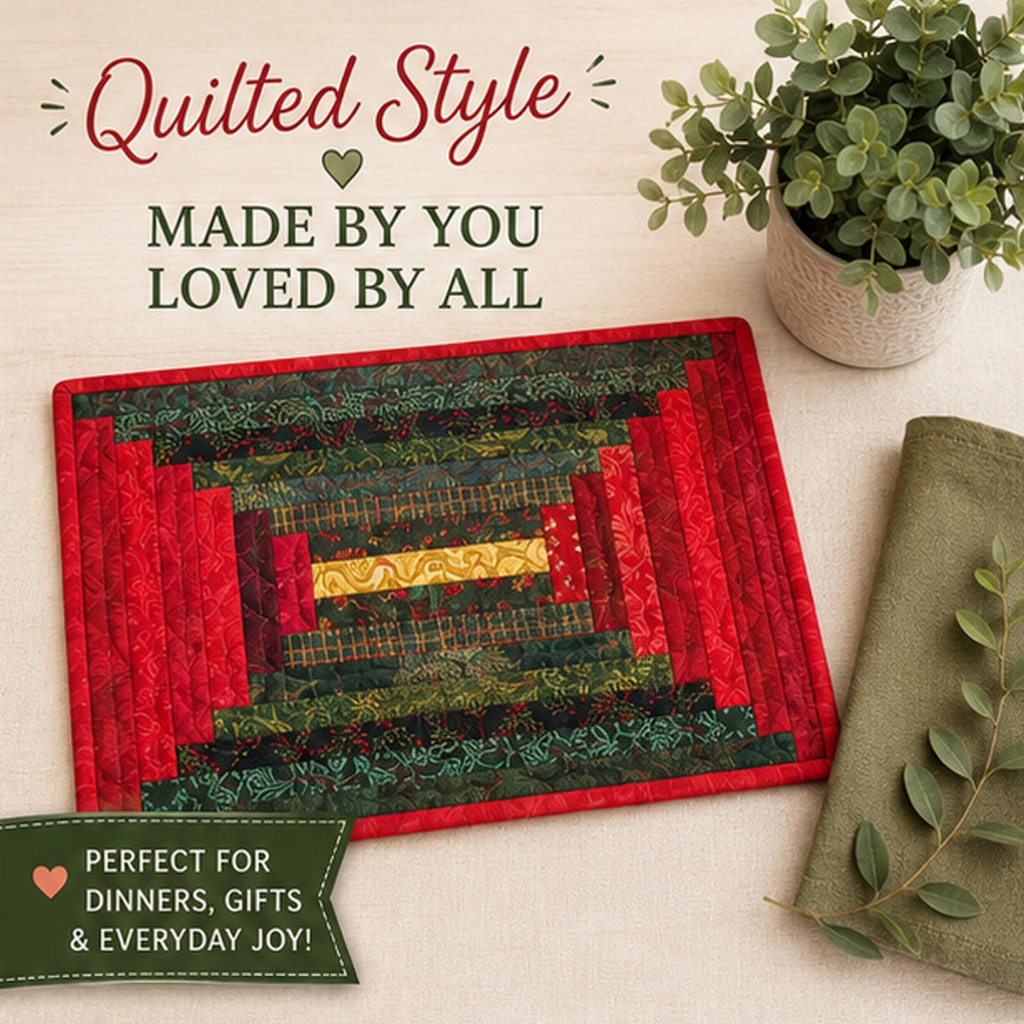 Log Cabin Placemat Pattern & Tutorial