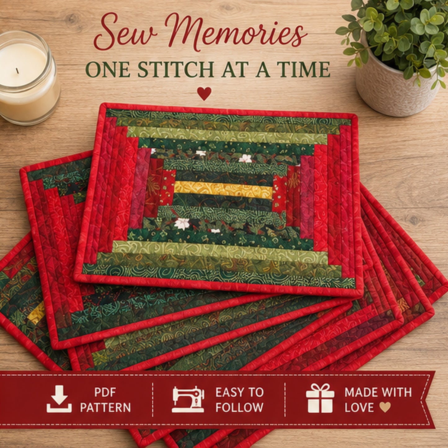 Log Cabin Placemat Pattern & Tutorial