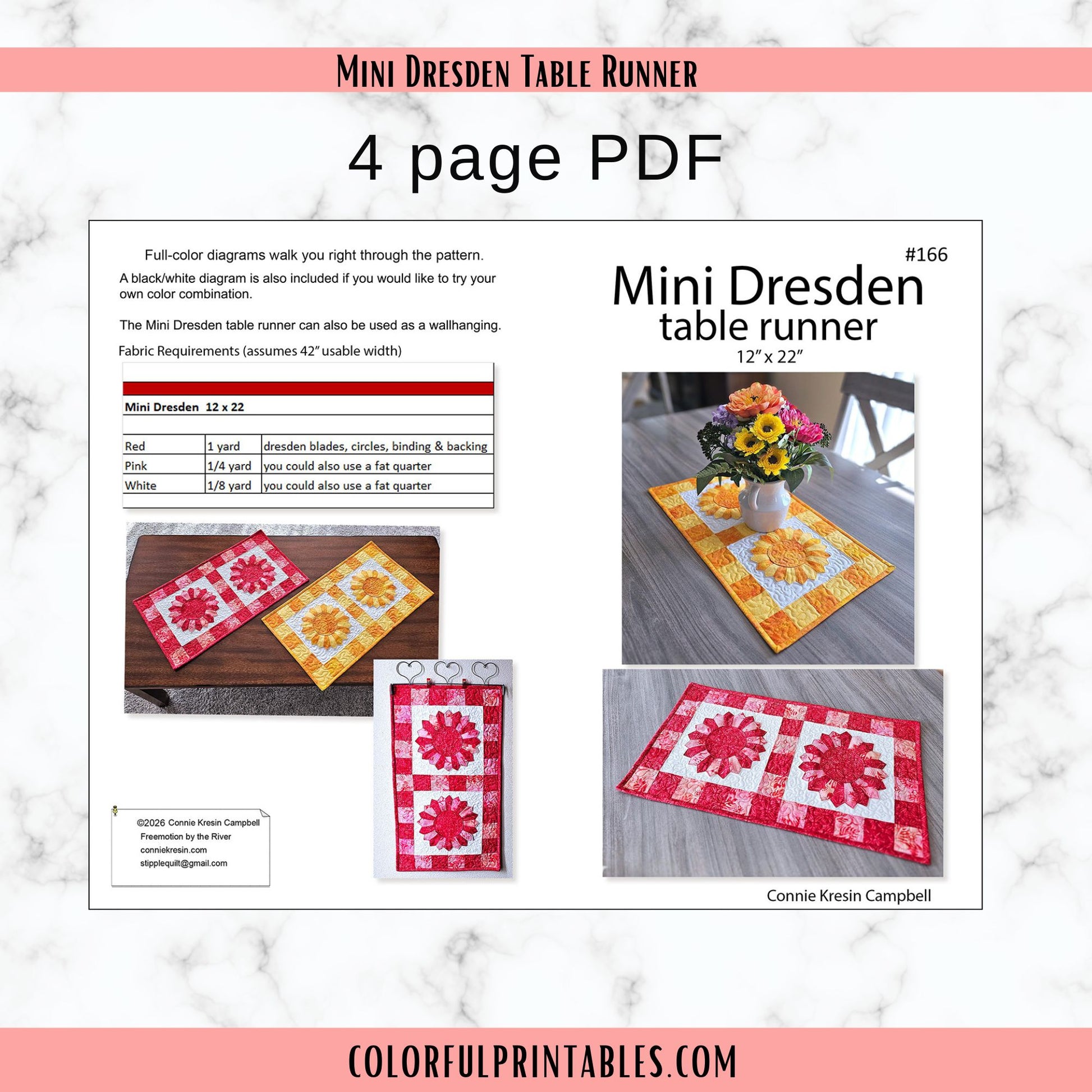 Mini Dresden table runners quilt PDF