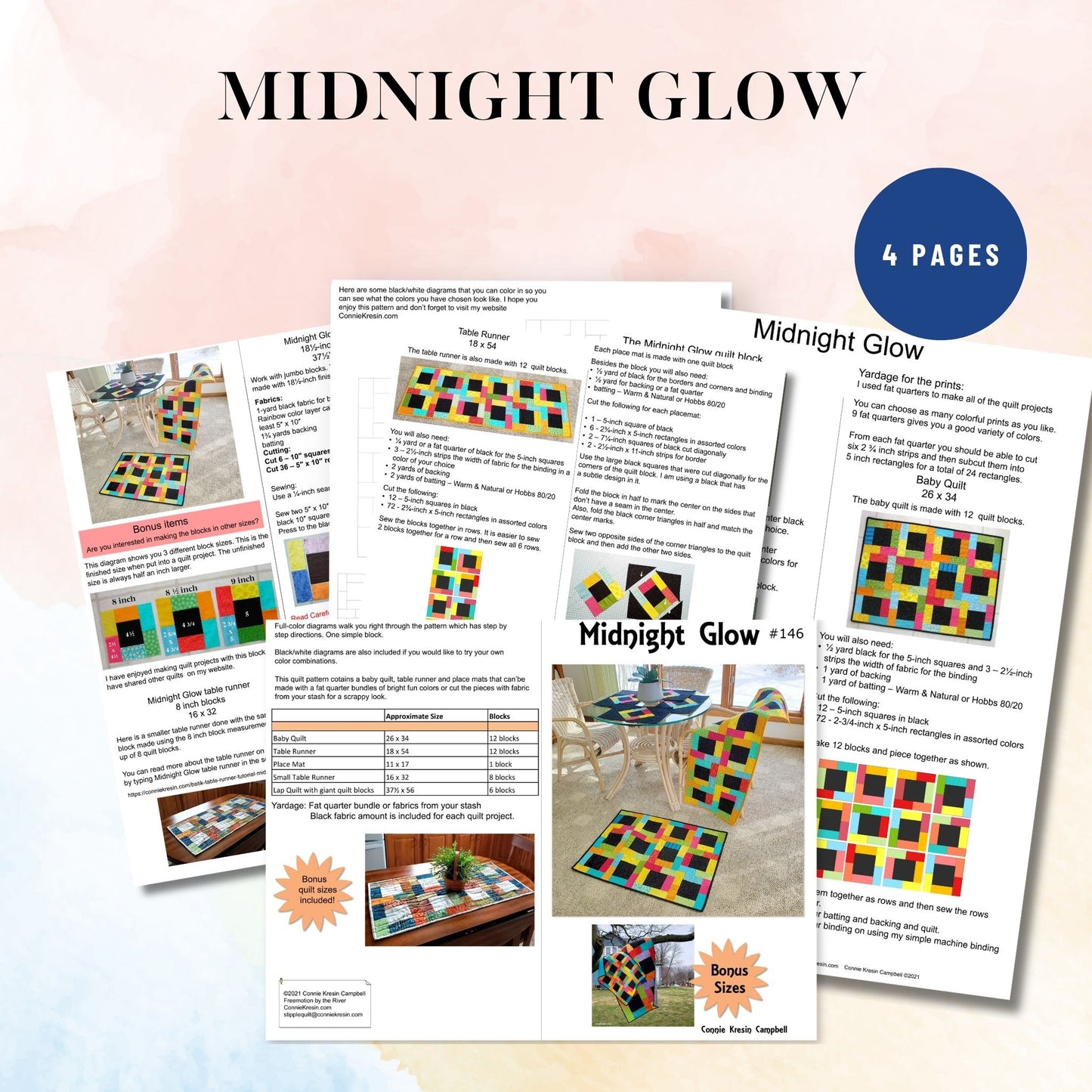 Midnight Glow Quilt Pattern PDF
