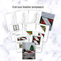 Mini Log Cabin table runner with quilted feather design 10 page PDF