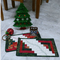 Mini Log Cabin table runner with quilted feather design PDF