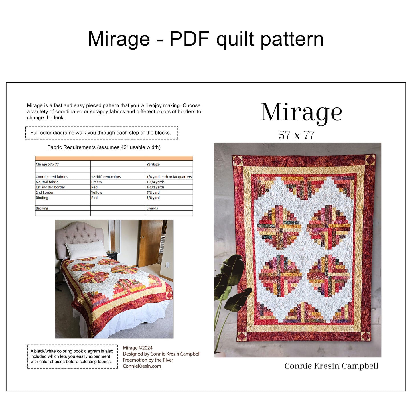 Mirage log cabin quilt pattern pdf