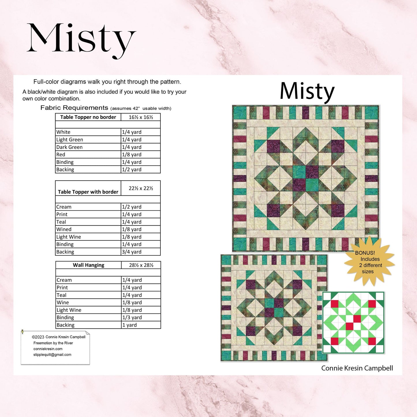 Misty quilt pattern