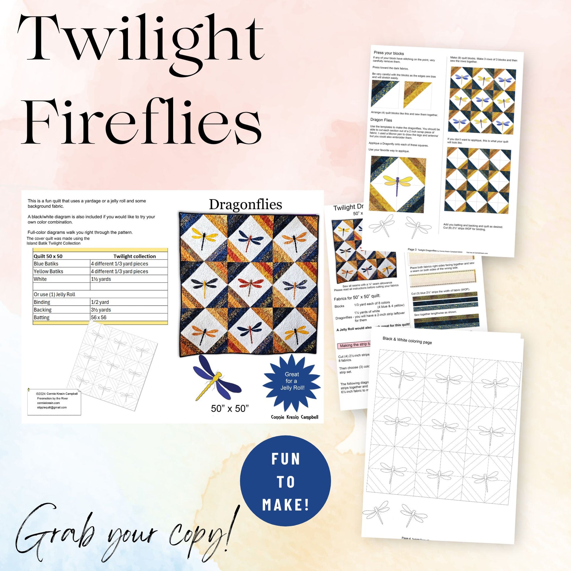 Dragonflies quilt pattern