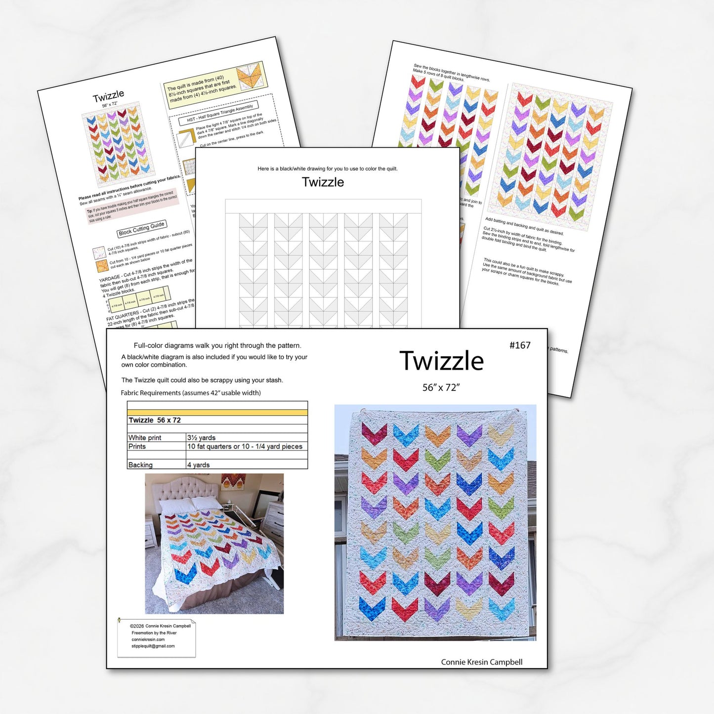 Twizzle quilt pattern by Connie Kresin