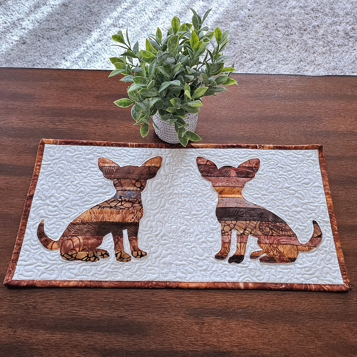 Chihuahua Dog Applique Table Runner PDF Quilt Pattern