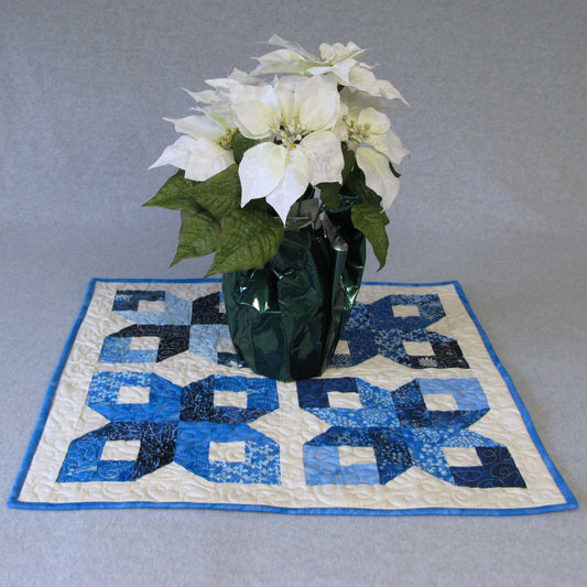 Blue Christmas table topper with flowers