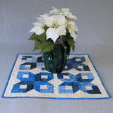 Blue Christmas table topper with flowers