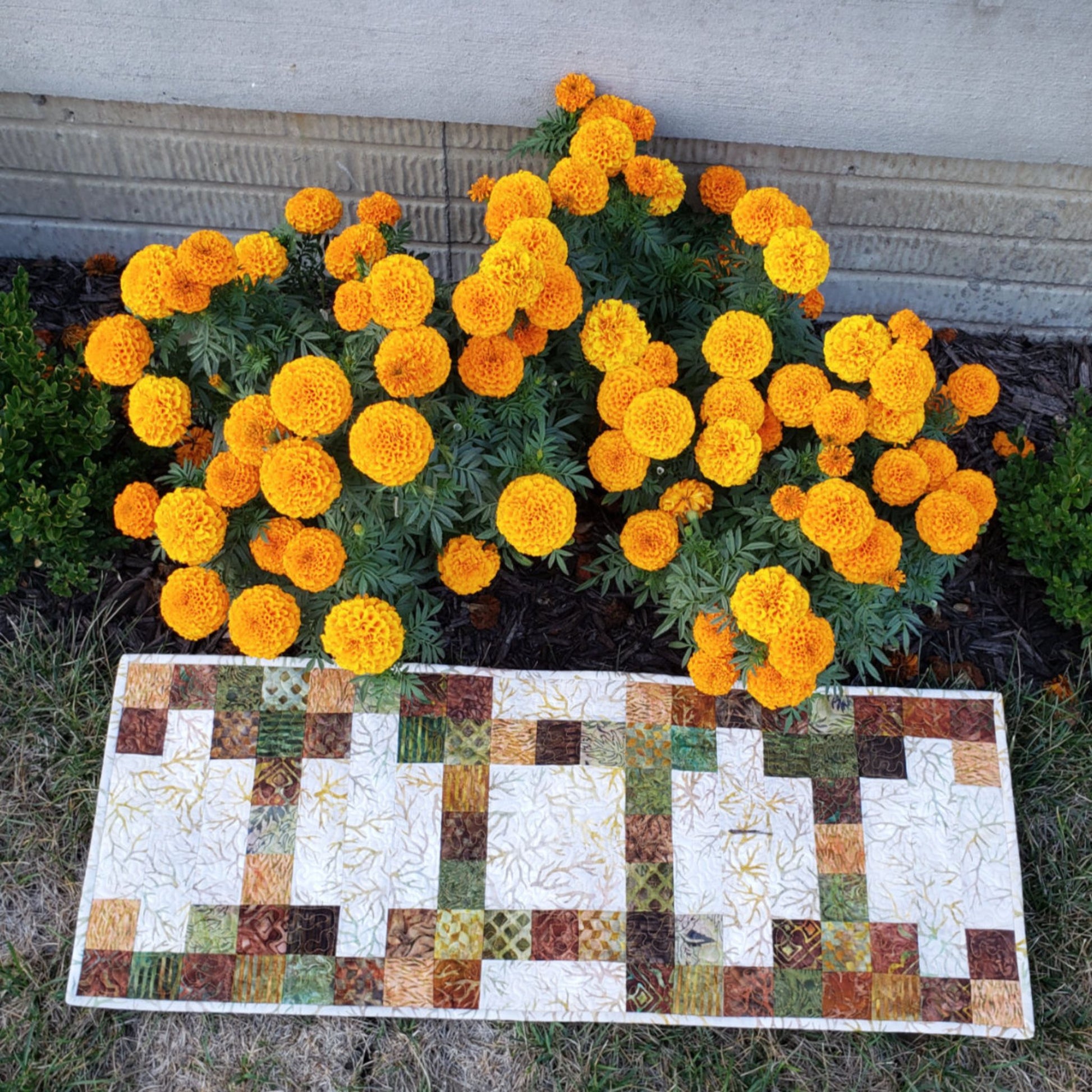 Batik Table Runner in brown and green