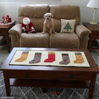 Christmas Stockings table runner with dog
