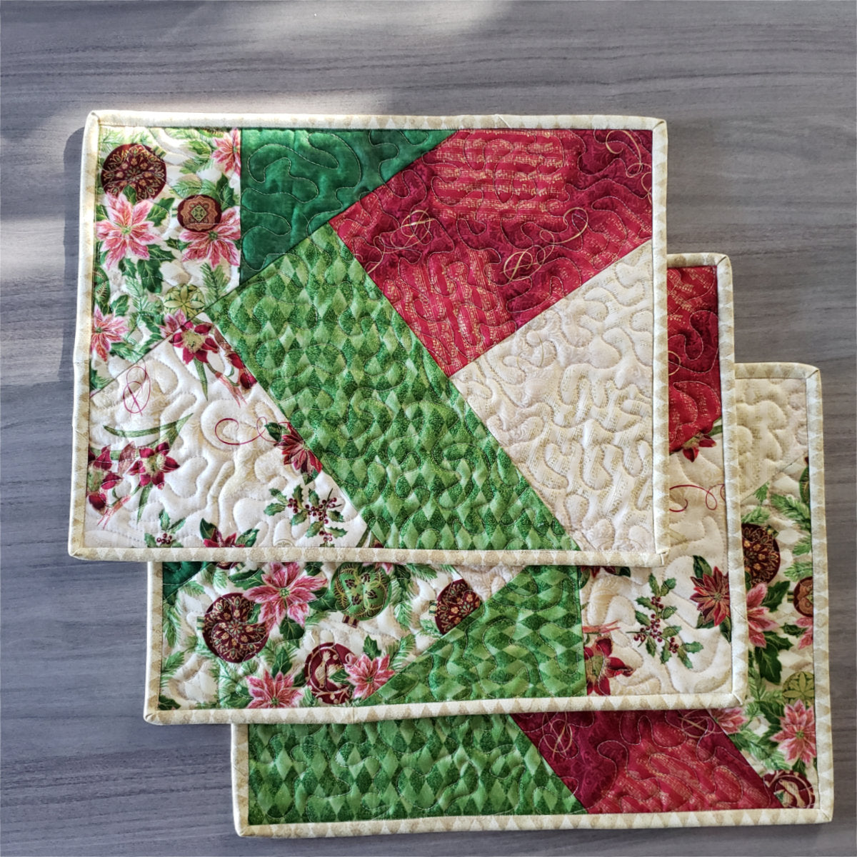 Christmas Crazy Quilt placemats