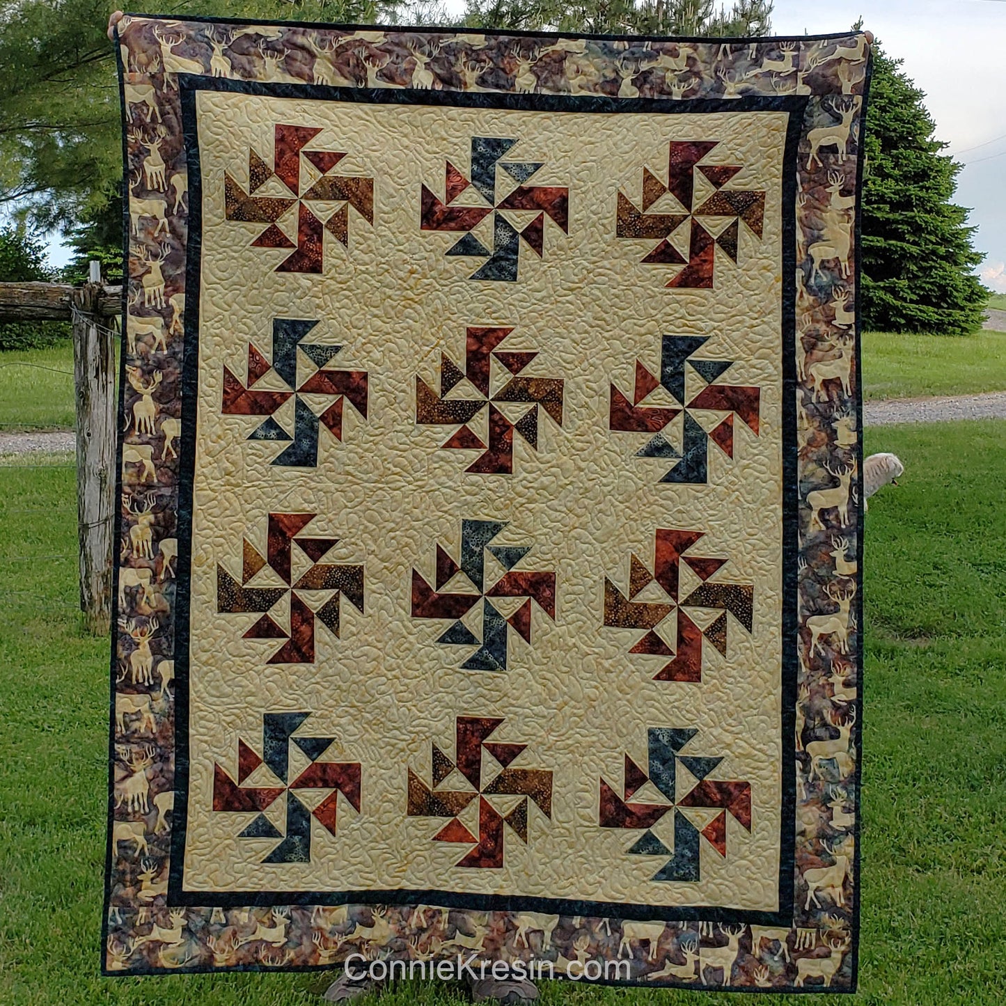 Crystals Swirls is a fast and easy quilt pattern that uses just one simple block set on point