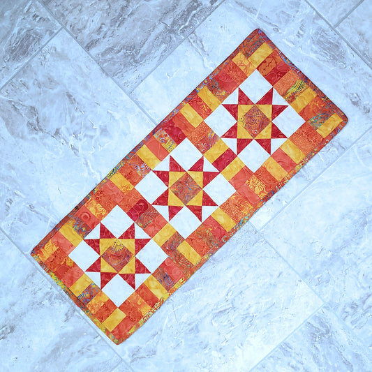 Fiery Orange Ohio Star Table Runner