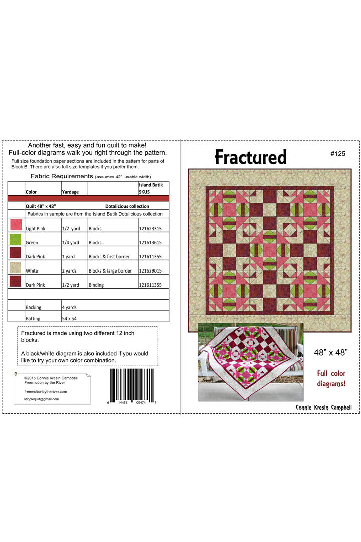 The quilt pattern uses two different blocks and one of them has a section that is done with either templates (included in the pattern) or by paper piecing with foundation paper.