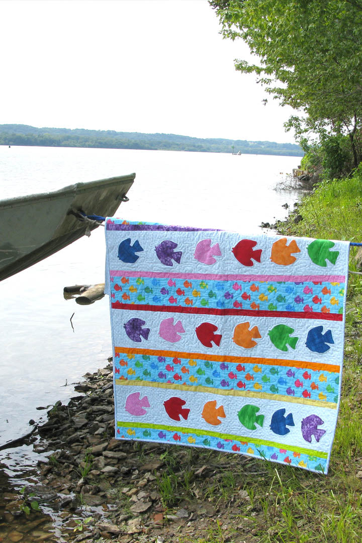 Go Fish baby quilt appliqued quilt pattern