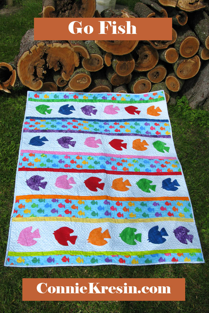 Go Fish baby quilt appliqued quilt pattern