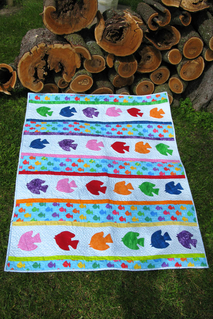 Go Fish baby quilt appliqued quilt pattern