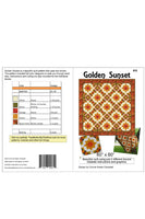 Golden Sunset quilt pattern cover and yardage info
