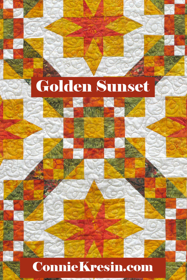 Golden Sunset Quilt pattern come with full color diagrams of each step in making the quilt PDF