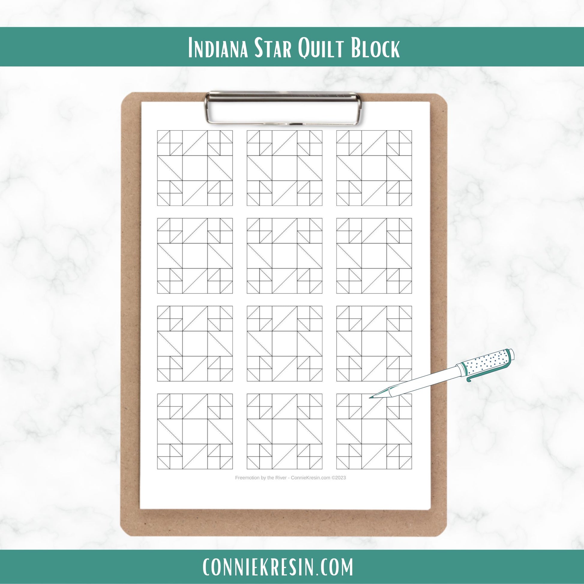 Indiana-Star-quilt-block-PDF diagram