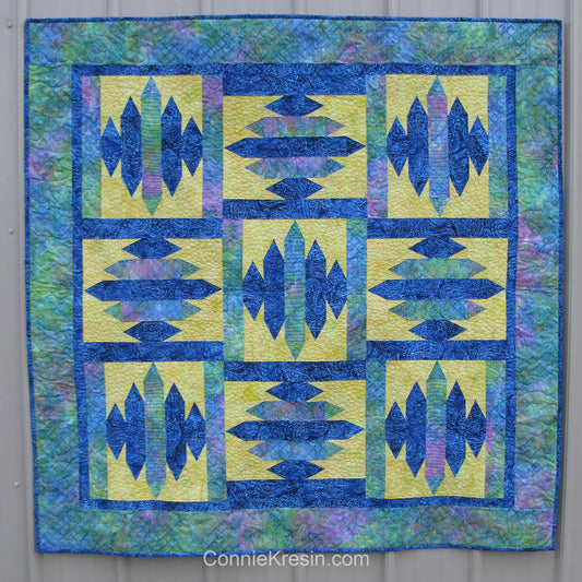 Blue Sapphire quilt pattern is fast and easy to make using the templates provided