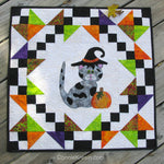 Halloween Kitty Kitty a cute applique quilt pattern, that has full size applique templates and full color diagrams