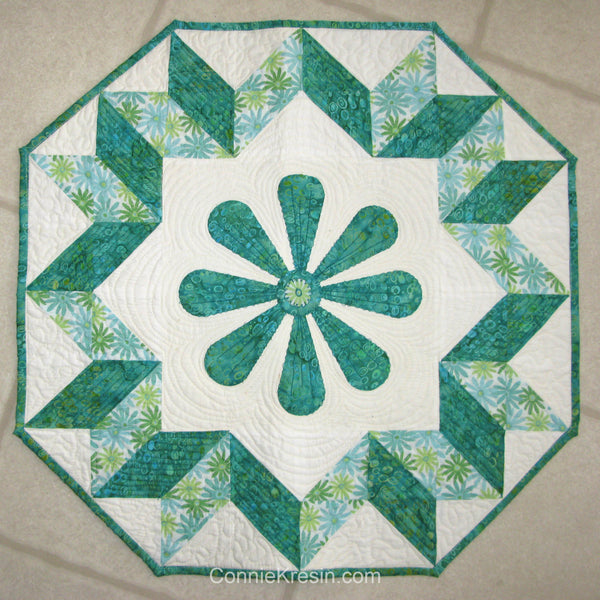 Spin the Wheel quilted wall hanging pattern with applique